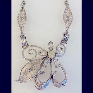 Vintage Am Lee sterling silver filigree necklace